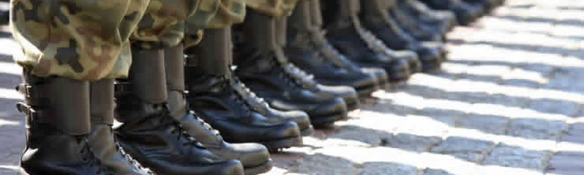 Army boots in a row